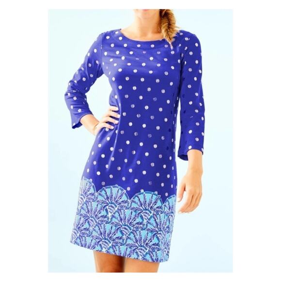 Lilly Pulitzer Bay Dress in Blue Grotto Squeeze The Juice Engineered Dress Sz.S - Picture 1 of 13